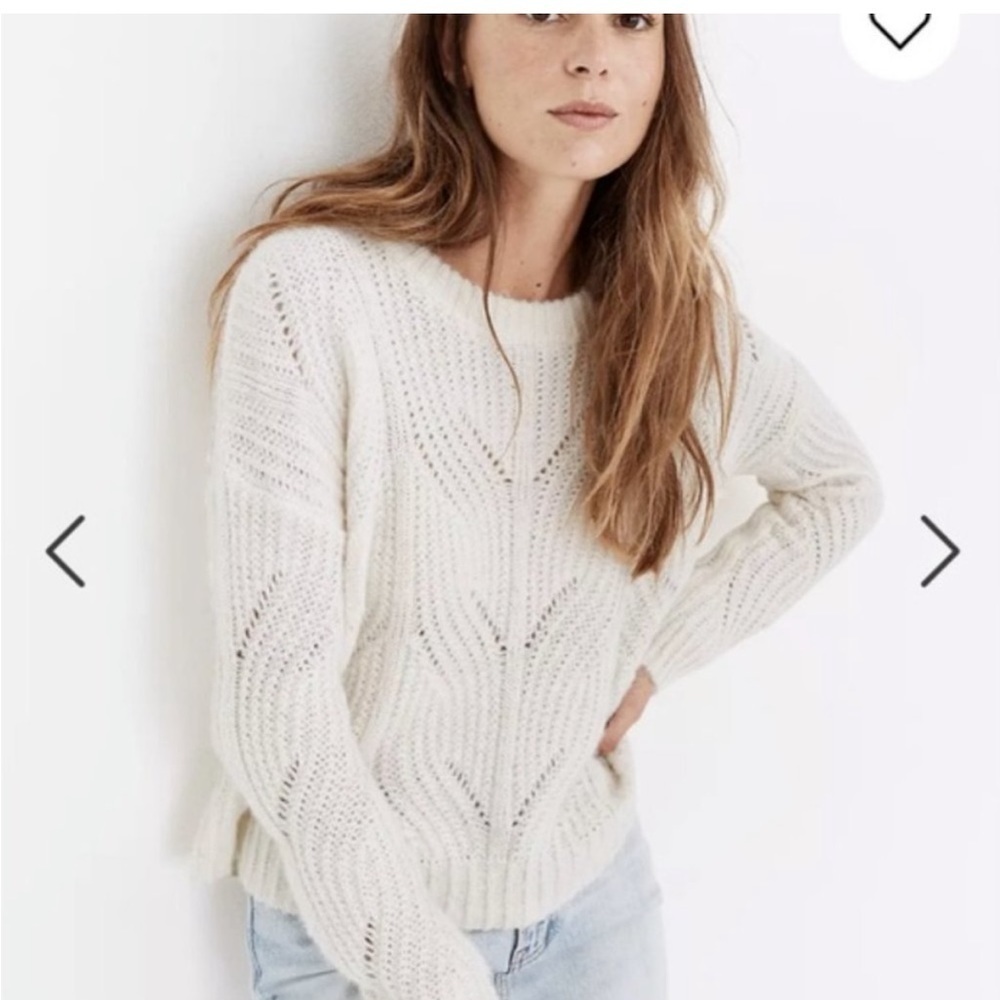 MADEWELL • Women’s Charley Pullover Sweater Alpaca Blend Antique Cream Size XXS